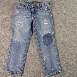Polo Ralph Lauren Astor Slim Boyfriend Jeans Toddler 3T Blue Distressed Paint
